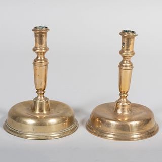 Pair of Continental Brass Candlesticks
