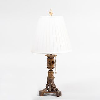 Louis XVI Style French Gilt-Bronze Candlestick Lamp
