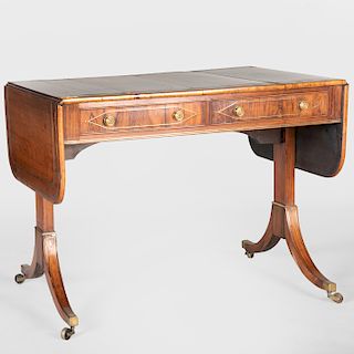 Regency Brass-Inlaid Mahogany Sofa Table