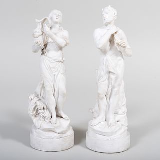 Pair of Continental Bisque Porcelain Mythological Figures