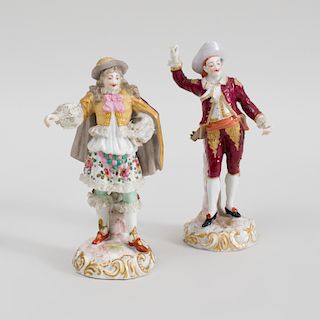 Two Meissen Porcelain Figures of Actors in Costume