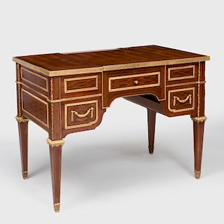 Louis XVI Style.Gilt-Bronze-Mounted Parquetry and Marquetry Dressing Table