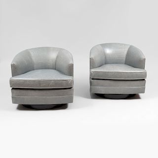 Leather Swivel Lounge Chairs, of Recent Manufacture