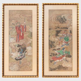 Chinese School: Deities Amongst Clouds: A Pair