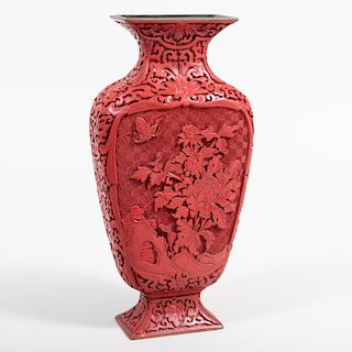 Chinese Carved Composite 'Cinnabar' Vase