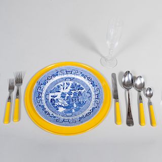 Group of Blue and White Ceramics in the 'Blue Willow' Pattern and Other Tablewares