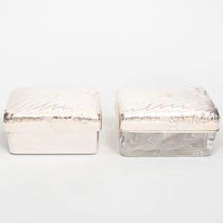 Two Silver Mounted Boxes with Arabic Script Monogram