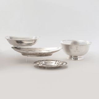 Two Gorham Silver Serving Dishes, a Tiffany Silver Dish, and Another American Bowl