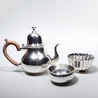 Bulgari English Silver Part Tea Service and an Bulgari Italian Lobed Bowl