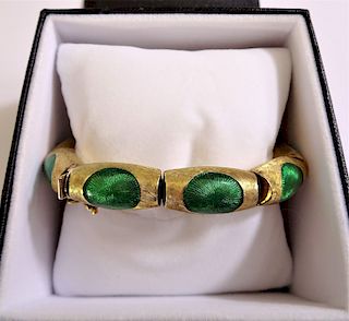 Italian 18k, Green Enamel Bracelet