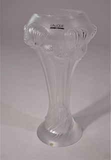 Tall Lalique Paris Frosted Bud Vase
