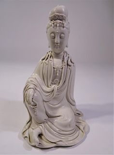 Chinese Blanc De Chine Porcelain Seated Guanyin