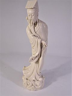 Chinese Blanc De Chine Marked Porcelain Figure