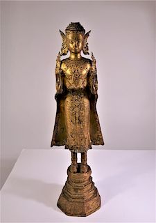 Large Gilt Bronze Thai Statue