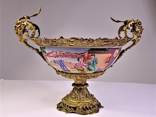 Chinese Porcelain Bowl French Gilt Bronze Mounts