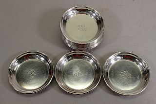 (12) Monogrammed Gorham Sterling Silver Pin Dishes