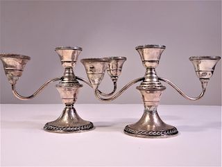 Pair of J Rogers Weighted Sterling Candelabras