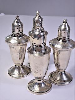 Four Weighted Sterling Salt and Pepper Shakers