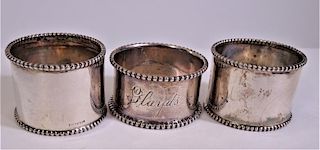 (3) Sterling Silver Napkin Rings