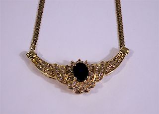 Sapphire and Diamond Necklace, 14k Yellow Gold