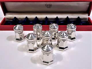 4 Sets of Cartier Sterling S&P Shakers Fitted Box
