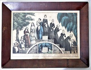 (3) Currier & Ives Hand-Colored Lithographs 1800's