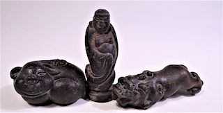 (3) Chinese Carved Wooden Statues