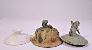 (3) Chinese Porcelain Lids