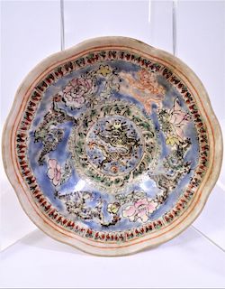 Chinese Blue Egg Shell Porcelain Dragon Bowl