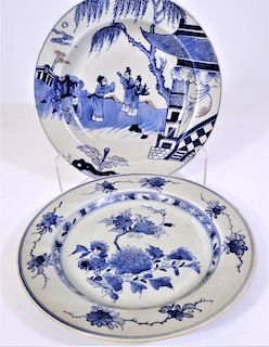 Pair of Blue and White Landscape Porcelain Plates