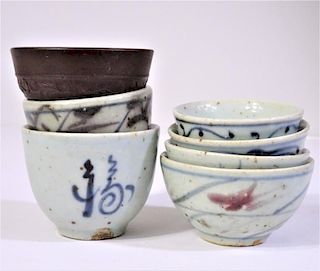 (7) Diminutive Hand Painted Porcelain Teacups