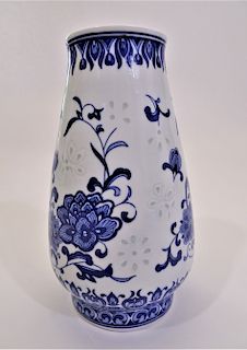 Chinese Style Blue and White Vase, Marked