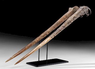 Two 20th C. Papua New Guinea Cassowary Bone Daggers