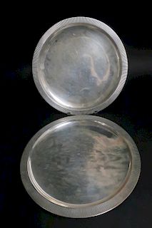 Pair Large South American Sterling Round Trays