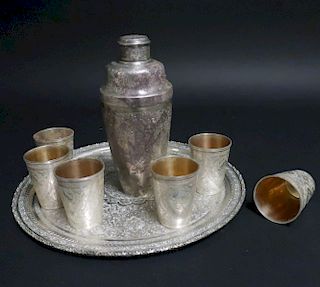 Complete Persian Silver Cocktail Service