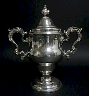 English Silver Two-Handled Cup and Cover