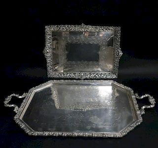 Ornate Late 19th C. Victorian Silverplate Trays