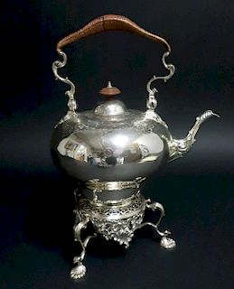 George III Silver Tea Kettle on Stand, London 1755