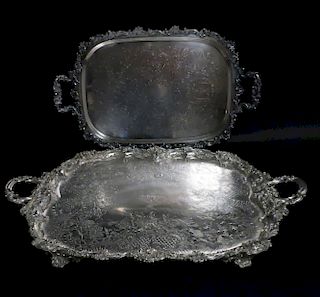 Sheffield Silverplate Oval Footed Tray and other