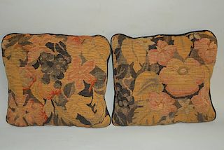PAIR OF AUBUSSON PILLOWS, 19th C.