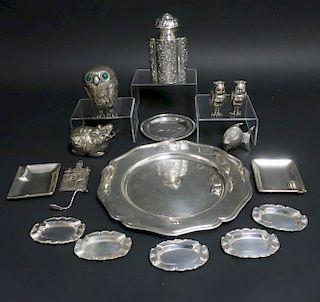 Mixed Spanish Silver: Owls, Fish, Trays, Bottle...