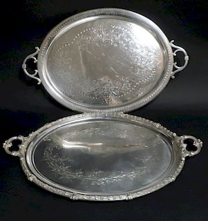 1 Oval Sheffield Silverplate Tray and other