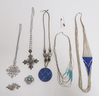 Mexican and Jordanian Sterling Silver Jewelry,Pins