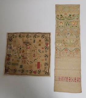 English Linen Sampler 1673, Silk embroidery 1829