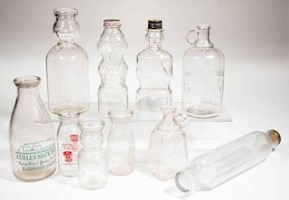 ASSORTED DAIRY AND HOUSEHOLD BOTTLES, LOT OF TEN