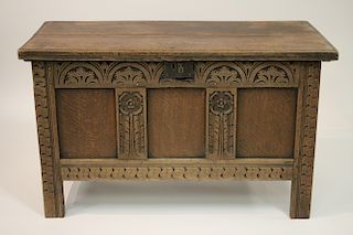 Jacobean Style Oak Chest with Carved Frieze