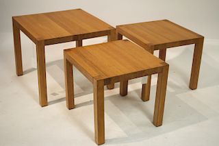 Set of 3 Oak Veneered Side Tables, Lancaster NH