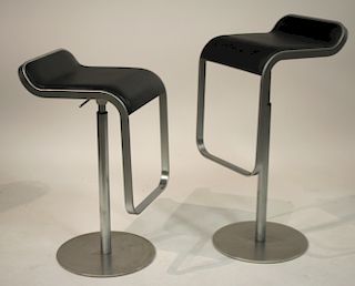 Pair of Italian Leather Stools, DWR, Philip Roth