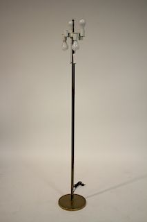 Midcentury Floor Lamp, Brass Plated Multi Sockets
