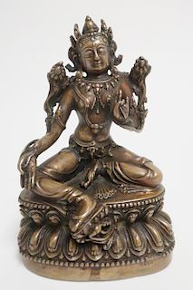 Tibetan Bronze Seated Female Figure
